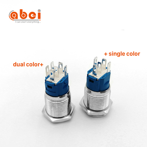 Abei 16 millimetri doppio colore 12V 110V moto con la luce del led interruttore di pulsante impermeabile di spinta in metallo interruttore - Product Image 6
