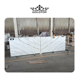 Goldtop 7001 Calacatta Gold PD Quartzo Piedra de cuarzo impresa artificial Losa de cuarcita blanca para tocador de encimera - Product Image 3
