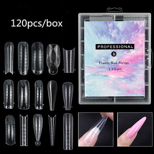 120pcs 10 Styles Clear Dual Forms <strong>Tips</strong> Quickly Building Gel Form Nail System Full Cover <strong>Tips</strong> Nail Extension Form - Product Image 2