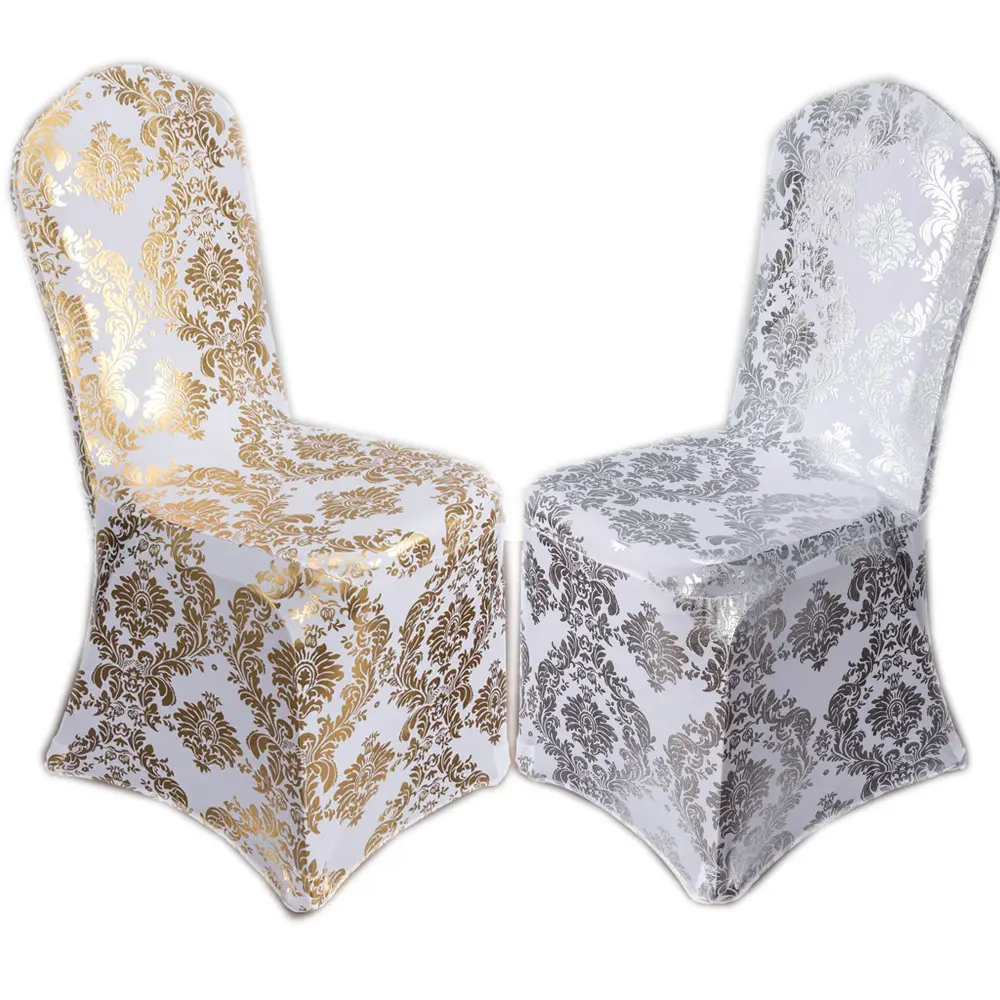 Hot sell bronzing stain proof Wedding chair cover stretchable universal Chair Cover for Party banquet hotel