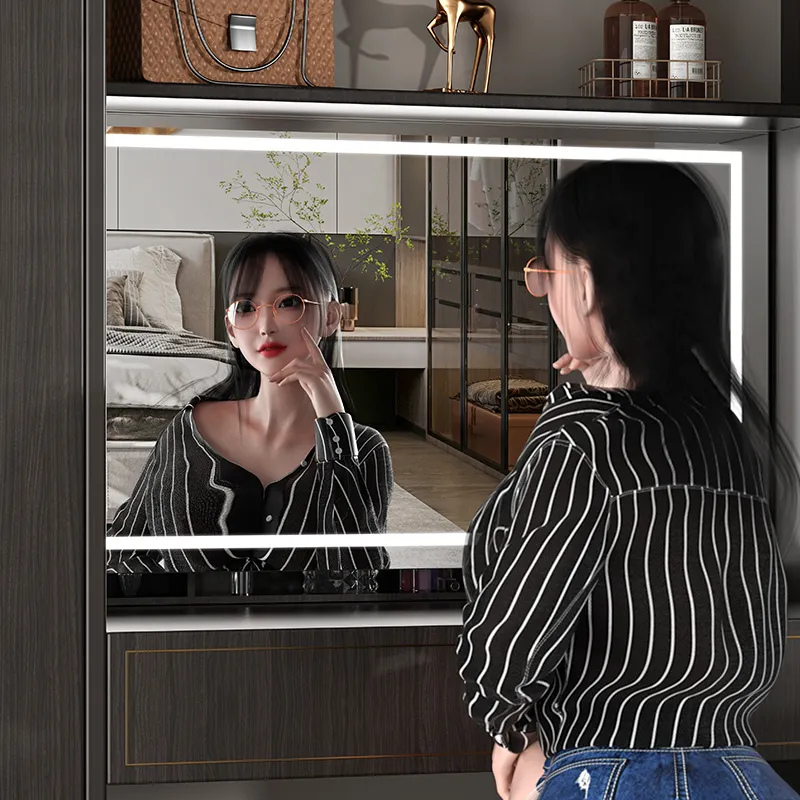 Factory Wholesale Dressing Table Mirror With Lights Vanity Mirror With Lights And Storage Electric Lifting Vanity Mirror