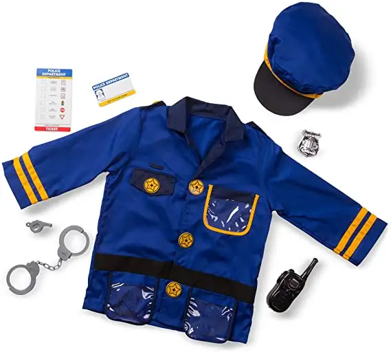 Halloween Party Favor Navy Uniform Police Officer Role Play Costume Set con cappello per bambini