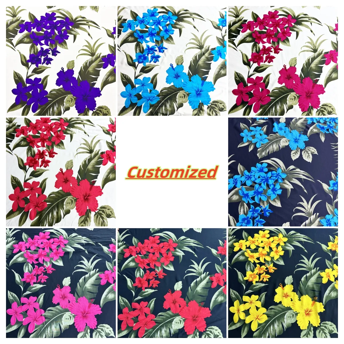 Viola 45s * 45s 55/56 ''tessuto stampato in rayon floreale in stile hawaiano ecologico traspirante personalizzato per abito estivo