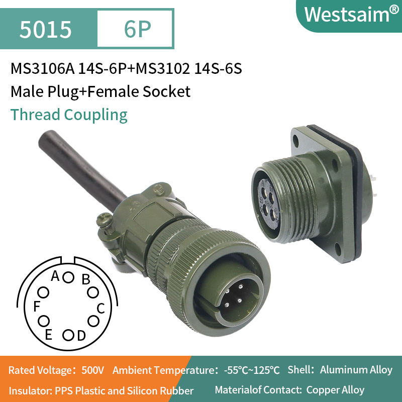 MS3106A 14S-6P + MS3102 14S-6S Prise mâle + prise femelle
