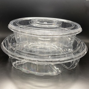 Kapaklı PET sebze tepsisi için tek kullanımlık yuvarlak 5 bölme şeffaf konteyner gıda plastik kutu - Product Image 2