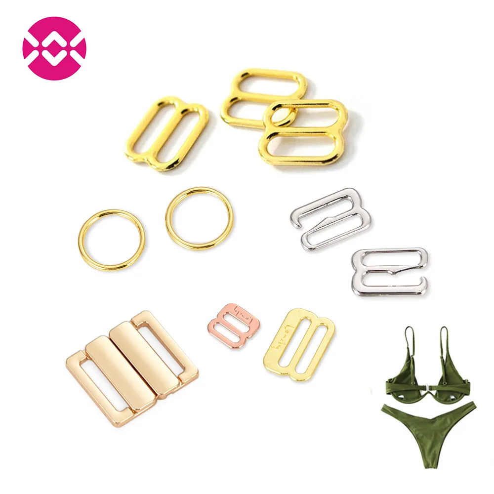 Custom Sea Water Resist Beachwear Bikini Swimwear Bra Hardware Gold 089-Shaped Ring Bulckes accessori per reggiseno