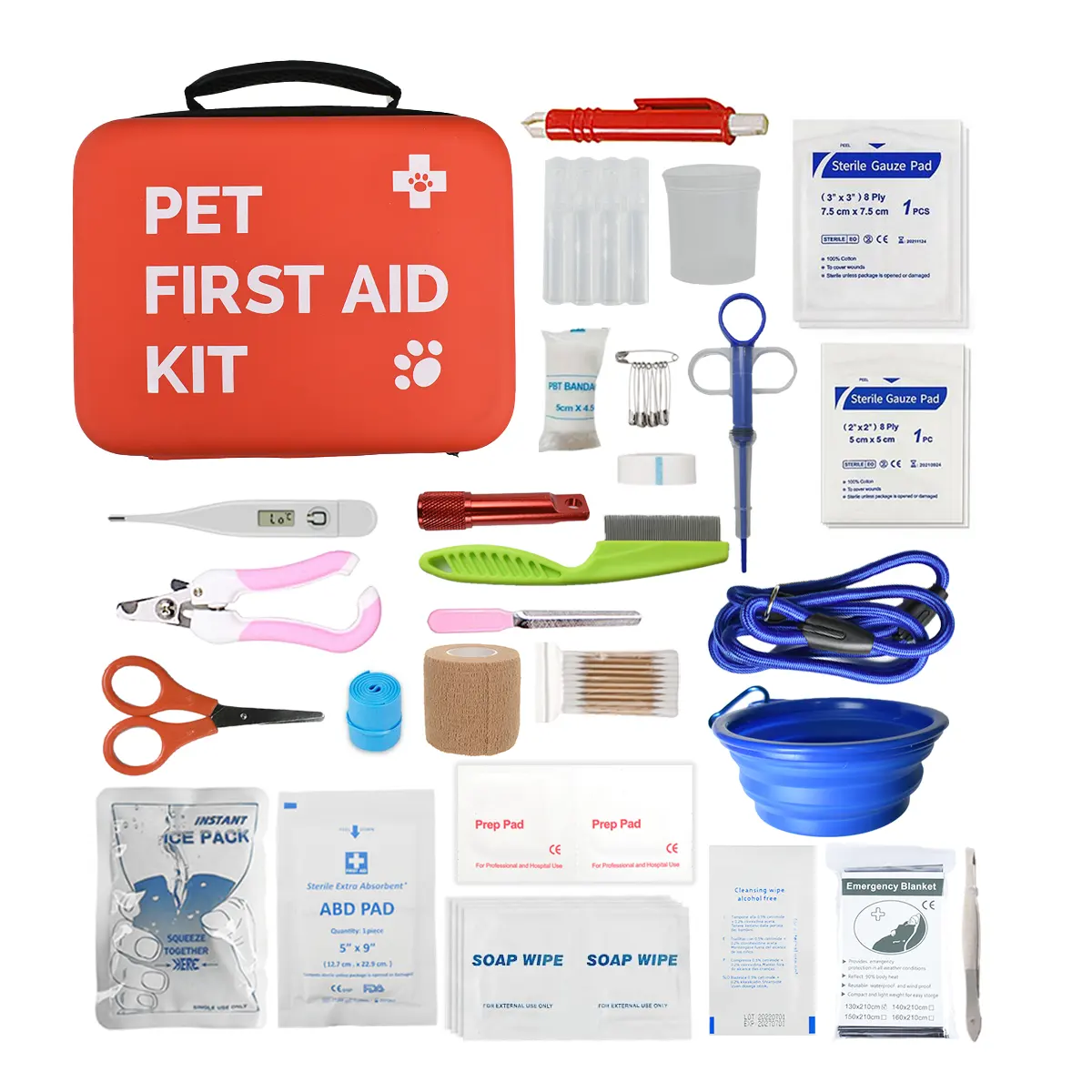 Anthrive Rouge Portable Étanche EVA Urgence Chien Chat Pet First Aid Kit Sac Pour Camping Randonnée Voyage Chasse et Sports