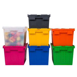 Transporte logístico Anidamiento Caja móvil de plástico Tapa adjunta Contenedores Caja Apilable Caja de almacenamiento de servicio pesado - Product Image 6