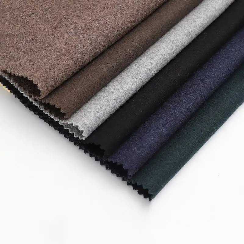 Großhandel 90% Polyester 10% Wolle 450gsm schwarz dick Winter Wolle Melton Stoff für Jacke