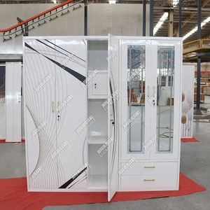 Desain baru yang paling popüler armoir kamar tidur mewah bongkar pasang metal murah çevre dostu lemari pakaian besi 5 pintu - Product Image 3