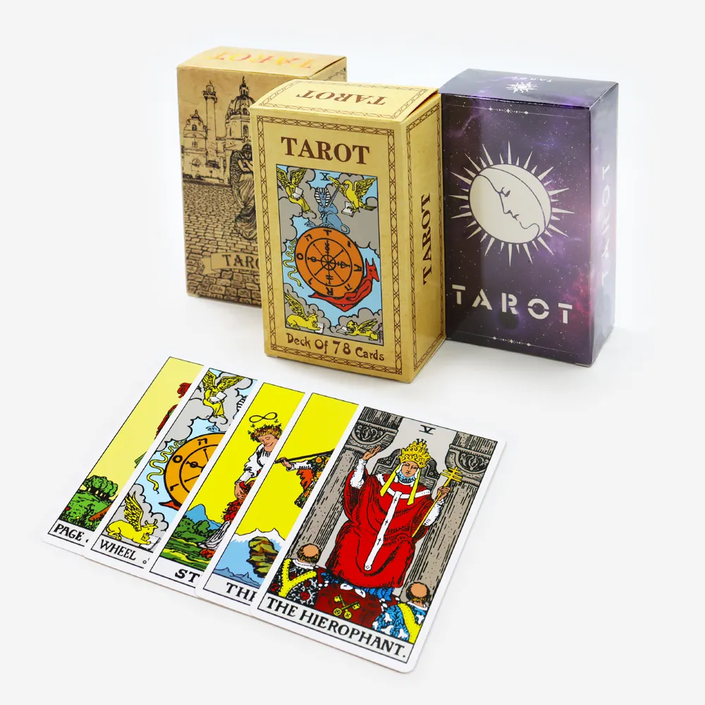 Herstellung Europa Orakel Tarot Karten mit Gildenbuch auf Lager luxuriöse Papier-Tarot-Karten russisches Wahrsager-Spiel