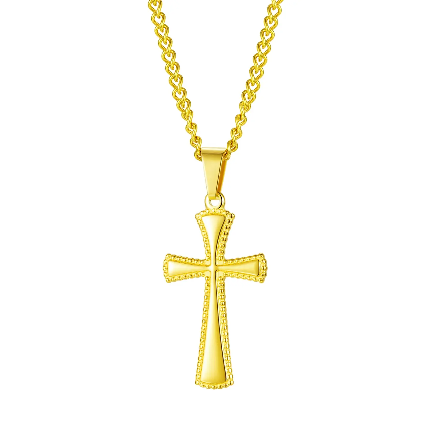 Colgante de plata de acero inoxidable para hombre y mujer, collar con Cruz religioso de negocios, joyería de oro