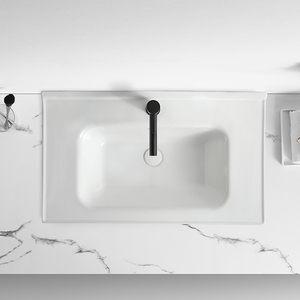 现代陶瓷实心面柜水槽白色矩形浴室梳妆台台面面盆 - Product Image 4