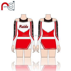 Üç parçalı Cheer seti OEM 2020 AB kristal cheer üniformaları kraliyet kırmızı performans cheeleader üniforma - Product Image 6