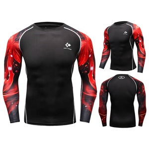 定制氯丁橡胶衬里压缩皮疹保护升华印刷柔术抓钩bjj rashguard mma - Product Image 2