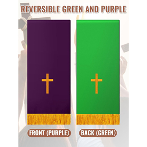 Bộ khăn trải bàn thờ hai mặt, khăn cho phép giảng thuyết, kèm khăn choàng và mặt dây chuyền thánh giá - Product Image 3