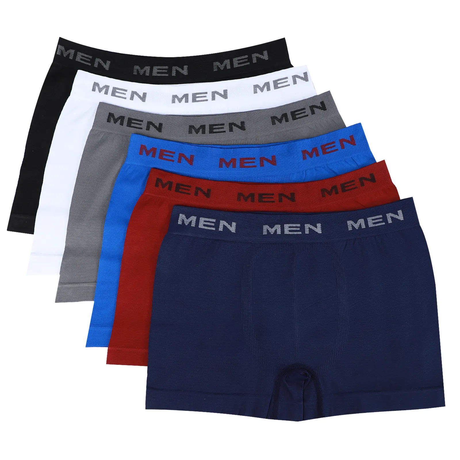 Mid Rise nahtlose Herren Unterwäsche Boxershorts weiß schwarz einfarbig Polyester Unterhose für erwachsene Mann Bulk Stock MEN A0246