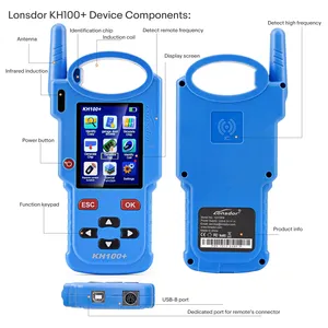 Blue Lonsdor KH100 + programmatore remoto portatile 4 telecomandi universali appena aggiunti modelli indiani chiave programmatore lettore di codici