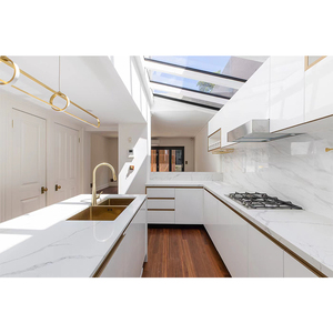 Một Nghiên Cứu Trường Hợp Của Dự Án Nhà Ở Ở Sydney Úc Trắng Shaker Tủ Bếp Với Vàng Xử Lý Và Phòng Tắm Vanity Trắng - Product Image 2