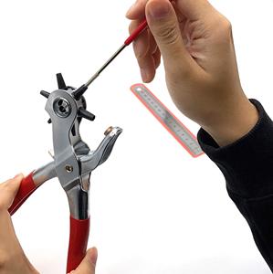 6 Size <strong>Revolving</strong> Leather Hole Puncher DIY Leathercraft Repair Tool with Ruler Deburring File for Belts &amp; Straps Hand Tool - Product Image 5