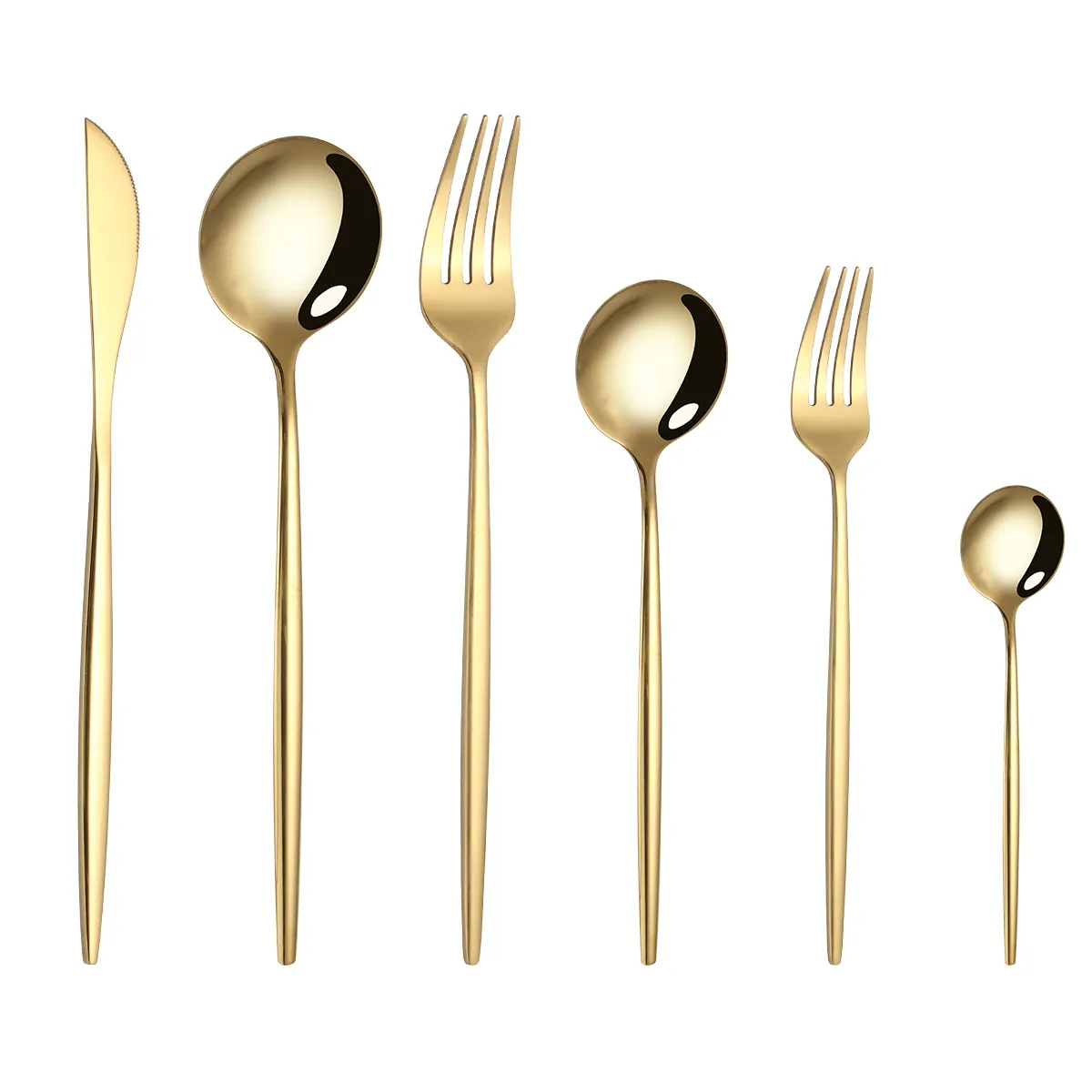 فاخر معدن قابلة لإعادة الاستخدام أدوات مائدة مطلية باللون الذهبي أطباق 18/10 الفولاذ المقاوم للصدأ طقم سكاكين ذهبية