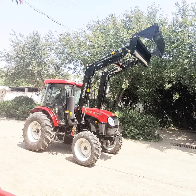 ¡CE aprobado! Tractor de 90 hp con cargador frontal de cubo 4 en 1, retroexcavadora de cargador de ruedas de 90 hp