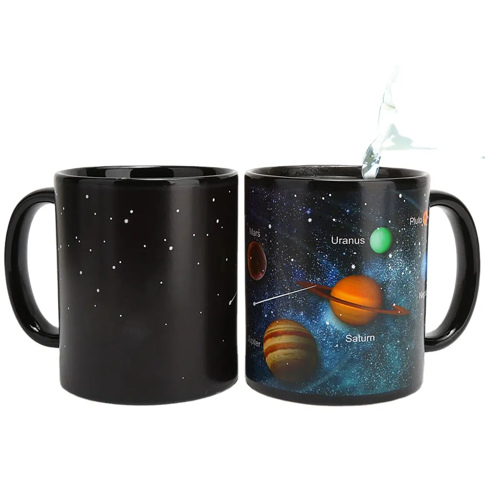 Wholesale Custom Personalized Black Ceramic Heat Sensitive Magic Color Changing Coffee Mug