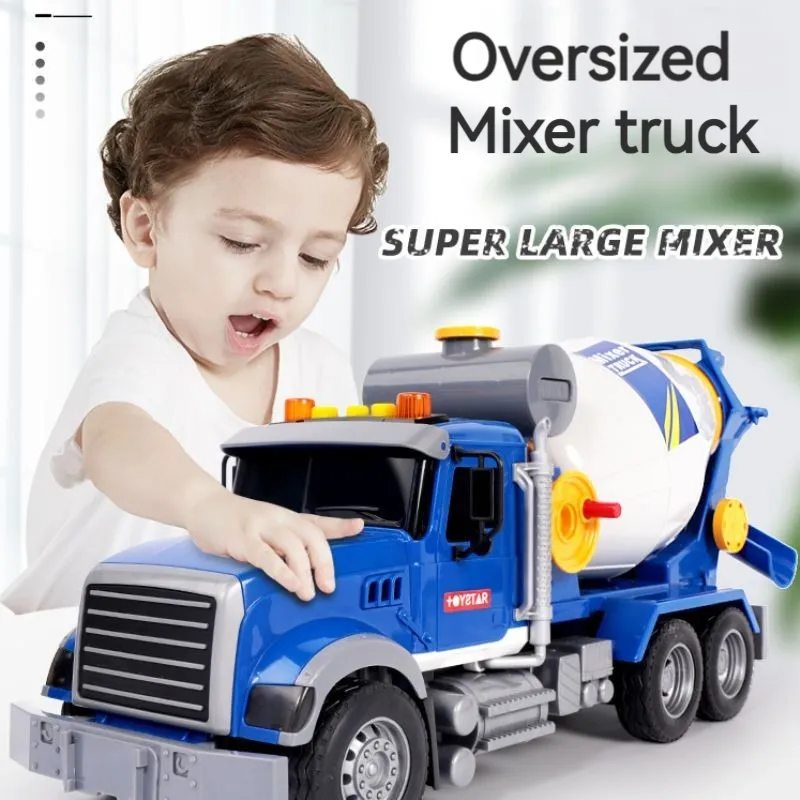 2023 nuevas llegadas niños para juguetes camión mezclador agitador camión coche, gran camión mezclador de cemento de juguete con música ligera Niño juguete de fricción