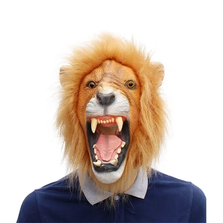 Wholesale Custom Animal Lion Full Head Cosplay Latex Party Masks Halloween Horror Lion Head Party Masks