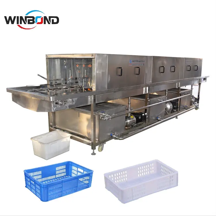 Productos y equipos de limpieza Equipo de limpieza de grado alimenticio Lavadora de cajas de plástico industrial de agua caliente/lavado de cestas