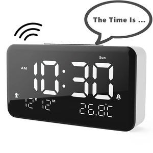 Nachtlicht Schreibtisch-LED-Countdown-Timer lauter Stimme Alarm und Vibration stündliches Zeigen der Zeit Schnuller Wecker Uhr Digitaler Sprechuhr