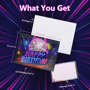 Carte d'anniversaire musicale chat de roche 3D Pop up musique et lumière décoration joyeux anniversaire carte-cadeau de voeux pour ami animal de compagnie US en stock - Product Image 6