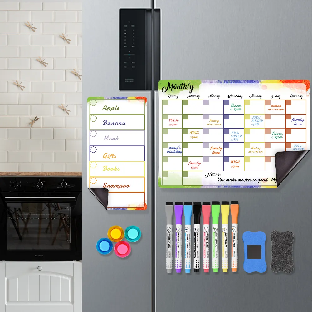 Kinder Whiteboard Magnet Dry Erase Monats kalender Benutzer definierte wöchentliche Kühlschrank Kalender Magnetische Kalender tafel für Kühlschrank