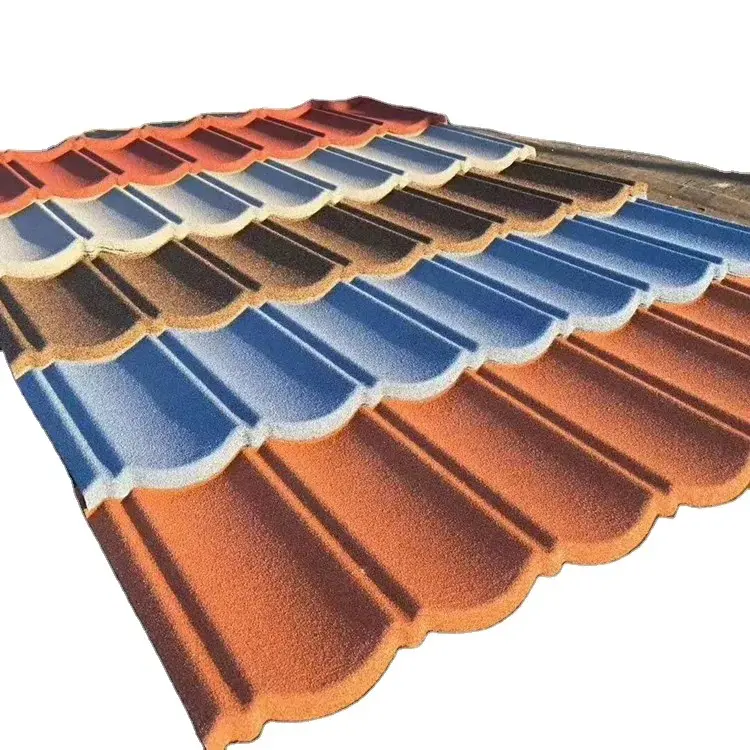 Telha revestida de cor de pedra, material de telha galvanizada para telhados, chapa de metal para construção de alta qualidade