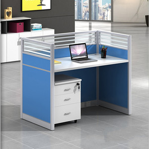 Tavolo a forma di E da scrivania per Computer da ufficio per persona singola dal Design semplice moderno per mobili da ufficio con armadietto - Product Image 4