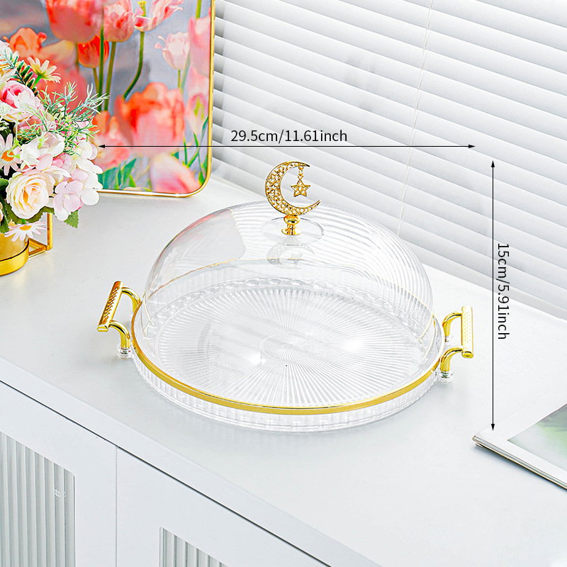 Transparent X-shaped PET disc with moon and star cap