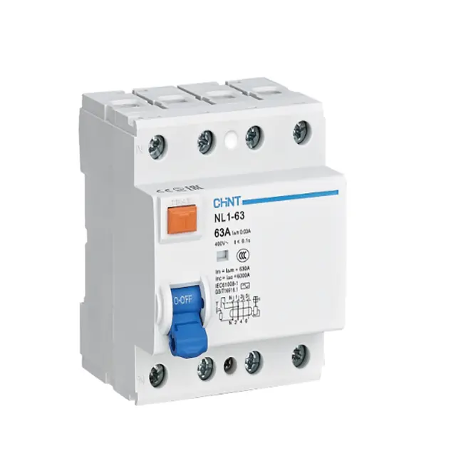 Chint-interruptores de diferencial RCCB de NL1-63 originales, disyuntor de corriente Residual, 2P, 4P, magnético, RCD, ELCB, CHNT, NL1-63