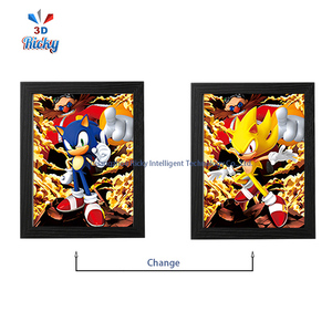 Ricky 3D phim hoạt hình Áp phích màu xanh Speedster 3D nhựa tường nghệ thuận-sonic lấy cảm hứng từ PET Craft với Vòng Vàng hiệu ứng cho chơi game phòng trang trí nội thất - Product Image 3