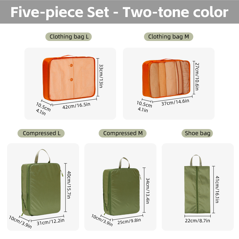 5 pièces/ensemble orange + vert