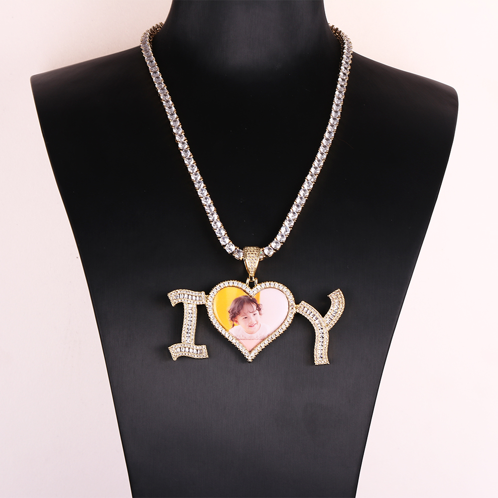 Heart shape gold With Tennis Chain