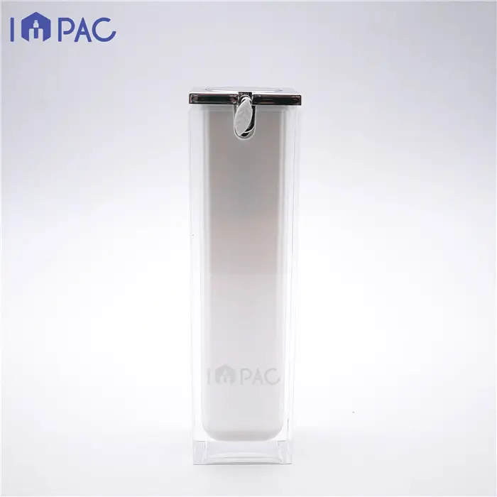 airless pump pearl white square plastic lotion bottles for skin care 30ml