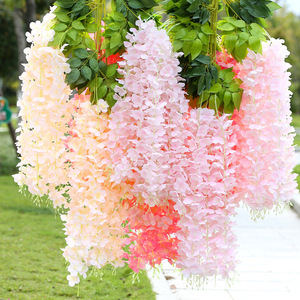 High Quality <strong>Vines</strong> Artificial Wedding Arch Hanging Flowers Cheap Glycine Artificial Wisteria Flowers