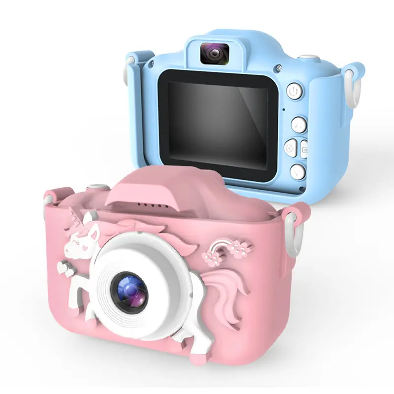 سعر المصنع البسيطة الاطفال كاميرا 2 بوصة 1080p hd كاميرات رقمية سيليكون يونيكورن شكل الأطفال الاطفال كاميرا مصغرة
