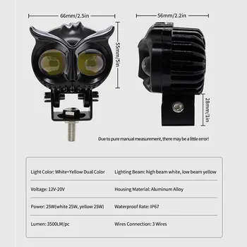 Led Hulpspot Rijlamp Projector Lens Uil Motorfiets Koplamp Luz Para Moto Uil Motorfiets Werklampen Voor Atv Utv