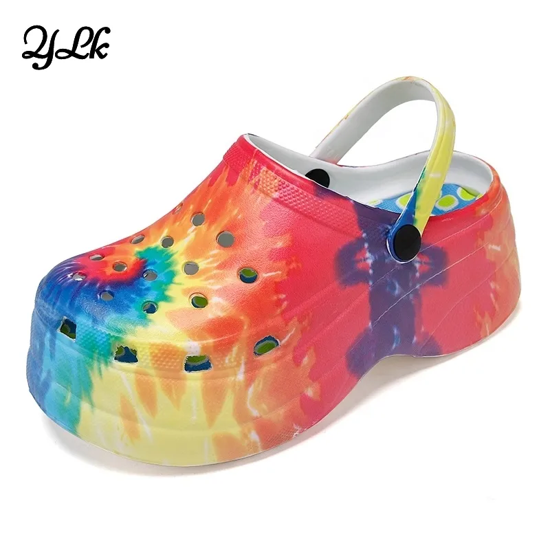 USA mode plate-forme tie dye EVA sabot dame femme fille jardin chaussure plage sandale pantoufle fabricant Chine sabot personnalisé