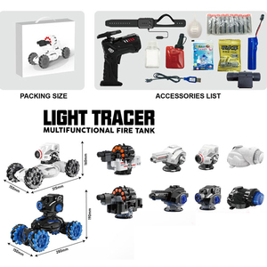 LKTOYS 4 Head RC Cars Tank That Shoots Bullets Bubble Spray 4in1 RC Tank Remote <strong>Control</strong> Car RC Stunt Car Chase Light <strong>Control</strong>