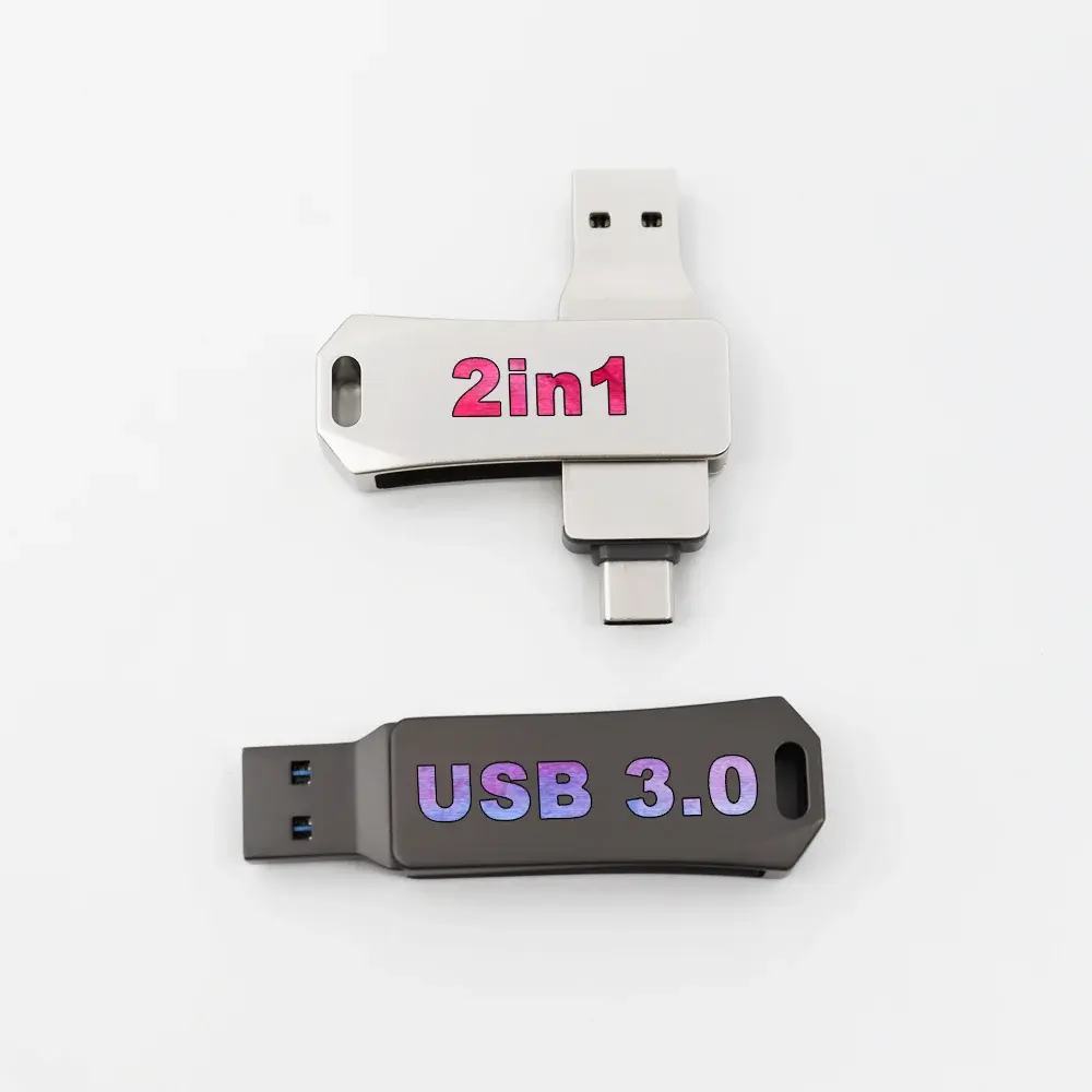 Nueva Llegada Tipo-C Pendrive 2in1 Metal Directo de Fábrica Capacidad Real USB 3,0 Ultra Alta Velocidad Venta al por mayor Unidad Flash USB