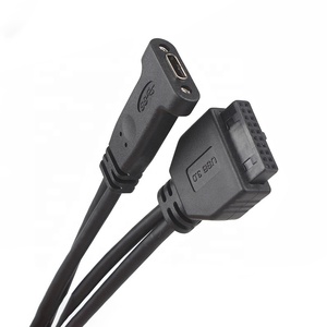 USB 3.1タイプC-IDC20P女性ヘッダーケーブル0.5m PVCジャック急速充電3AコンピュータPC用ケースバックパネル拡張