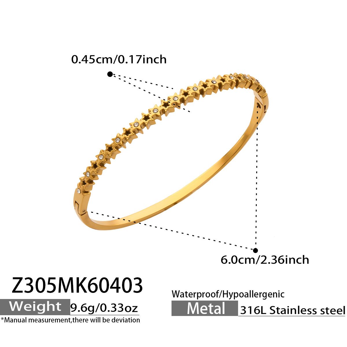 Bracciale da donna in acciaio inossidabile color oro e argento