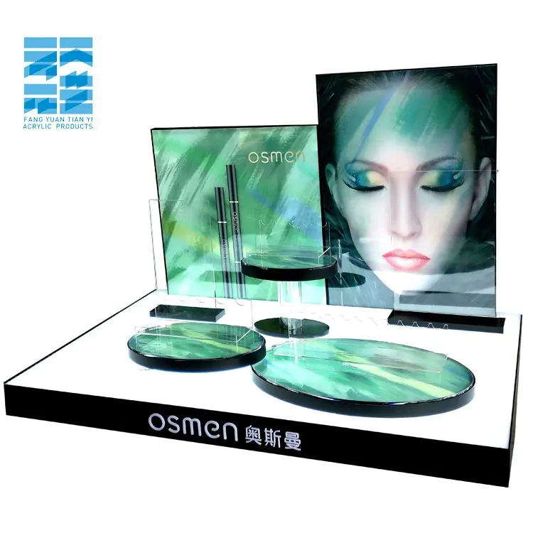 Shopping Mall profession LED acrylic cosmetic displays stand eyebrow products display stand acrylic countertop display